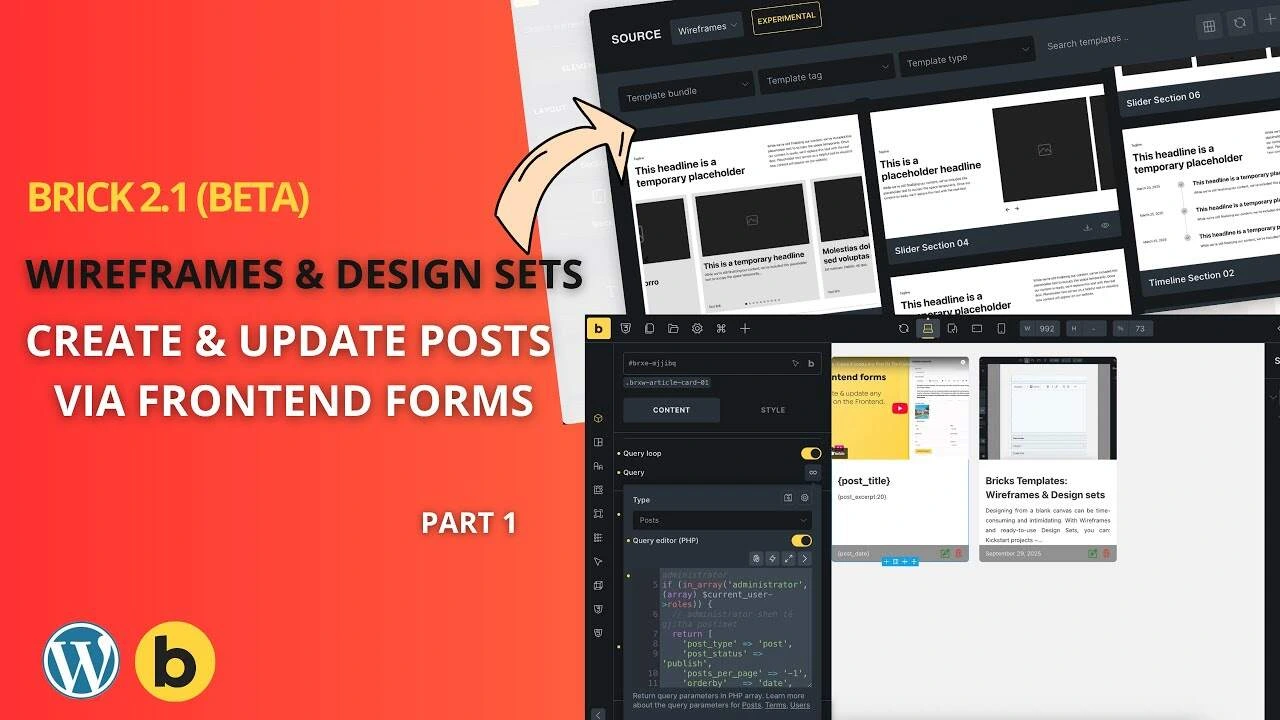 Bricks Builder 2.1 – Wireframes & Design Sets (Beta)